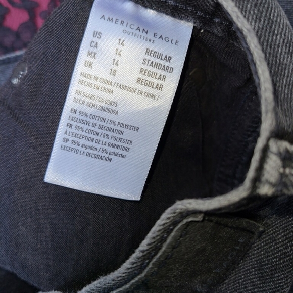American Eagle Outfitters Black Faded Straight Leg Jeans Size 14 - Picture 2 of 8